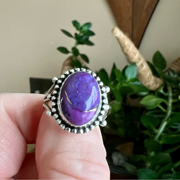 Purple Mojave Turquoise and Silver Ring, 6.25 - Picture 7 of 10